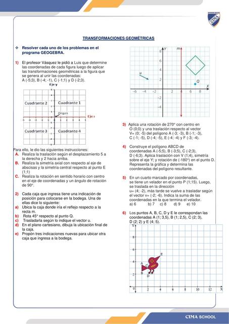 PROBLEMAS SOBRE TRANSFORMACIONES GEOMETRICAS