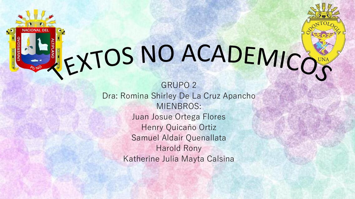 TEXTOS NO ACADEMICOS