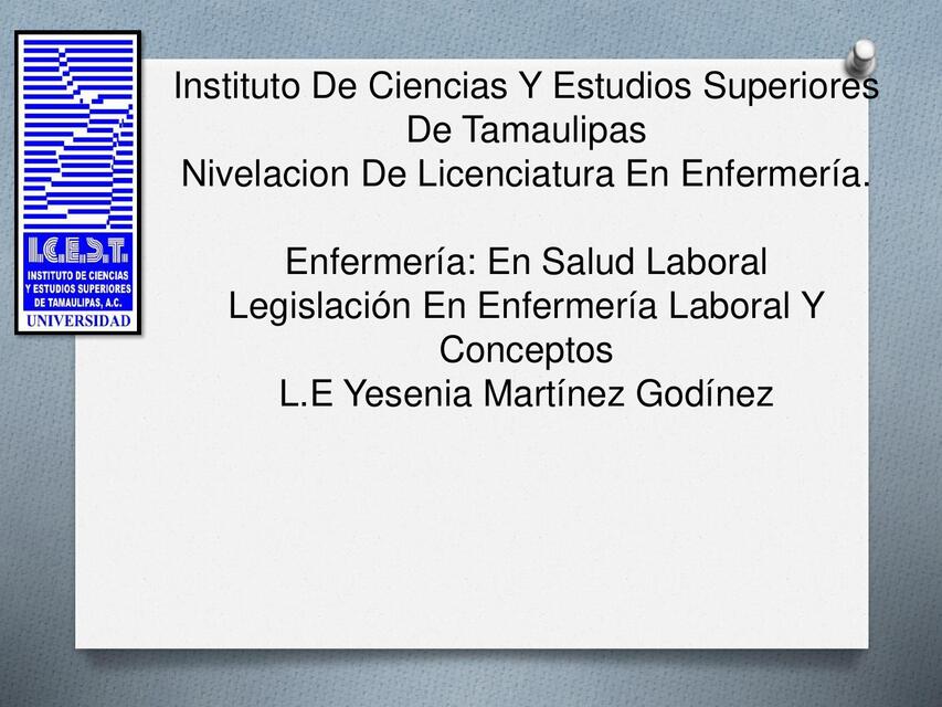 LEGISLACION EN ENFERMERIA LABORAL