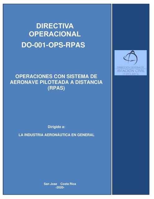 Costa Rica Modificacion DO 001 OPS RPAS 26 de nov