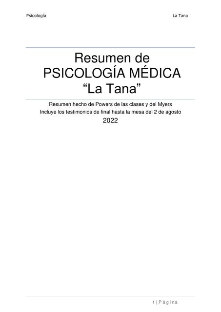 Resumen Final Psicología La Tana