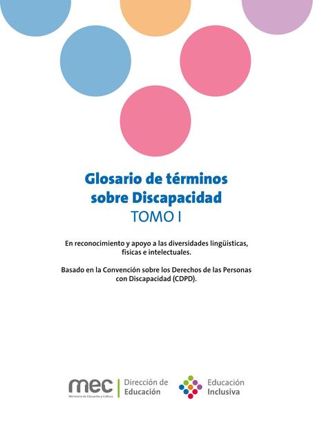 GLOSARIO DE TERMINOS SOBRE DISCAPACIDAD