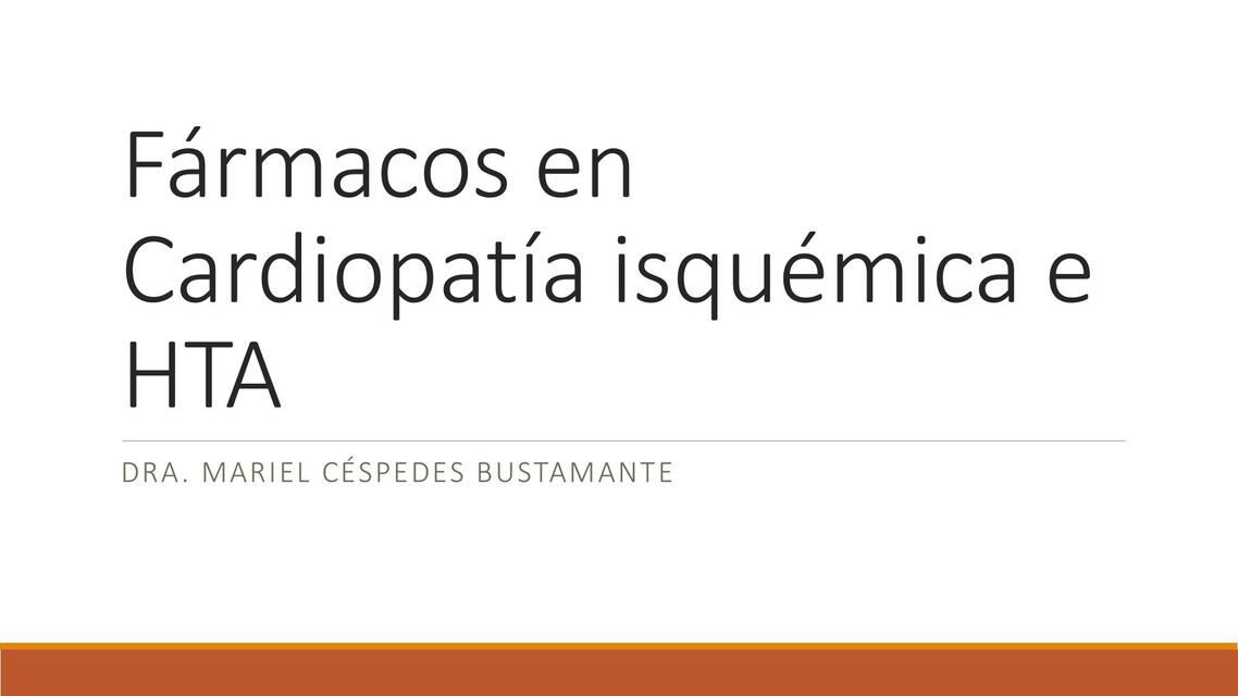 Fármacos en Cardopatía isquémica