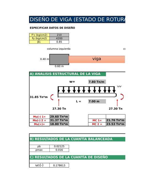 Diseño de viga para Portico