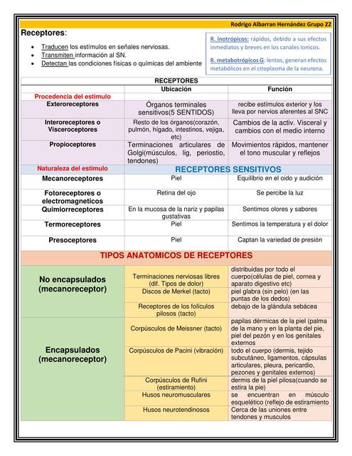 RECEPTORES E IMPULSO NERVIOSO