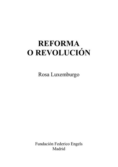 Reforma o revolución - Rosa Luxemburgo