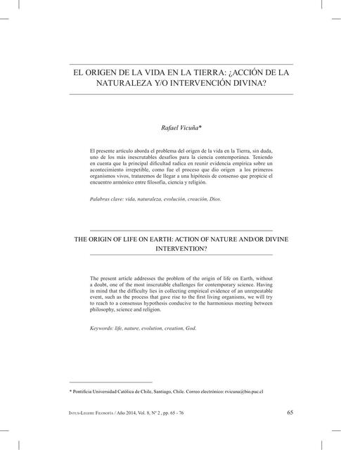 El origen de la vida en la tierra acción de la nat