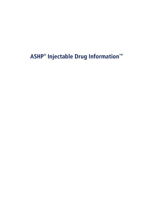 ASHP Injectable Drug Information Handbook on Injec