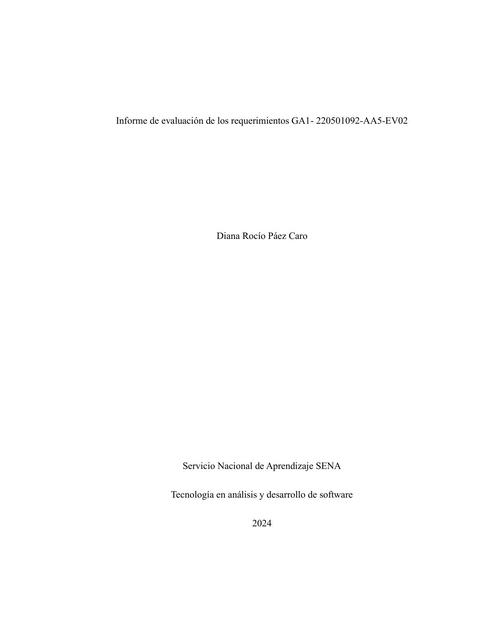 Informe de evaluación de los requerimientos GA1 AA