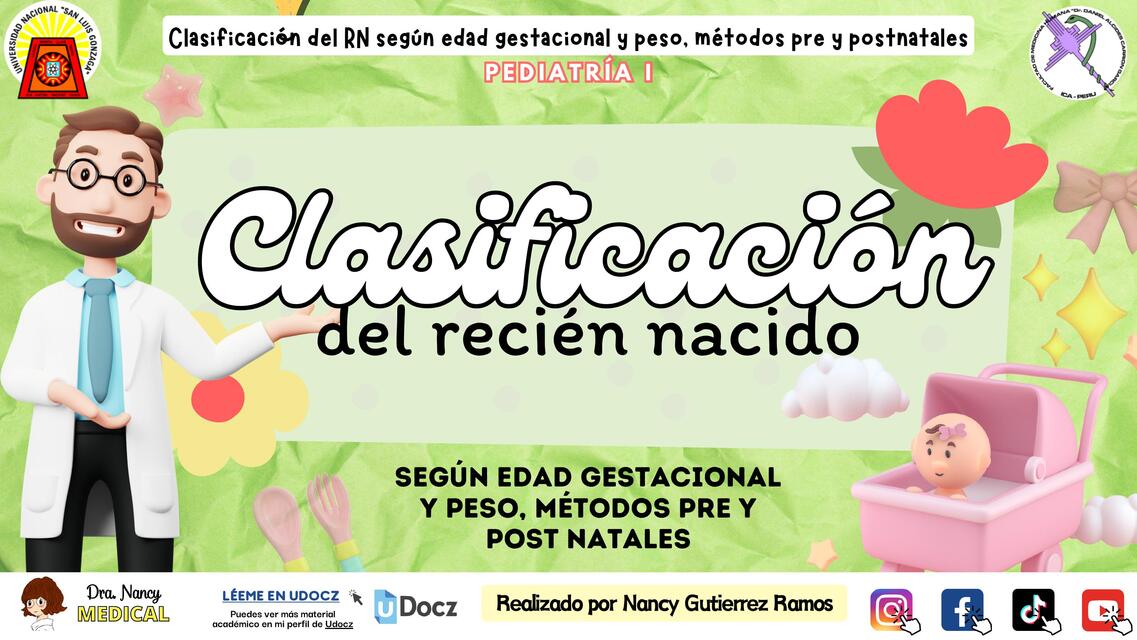 Clasificación del recién nacido según edad gestacional y peso - Pediatría