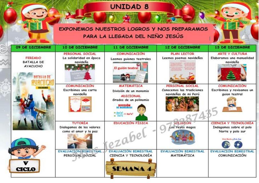 SEMANA 4 UNIDAD 8 NOVIEMBRE DICIEMBRE JEZABEL CAMA