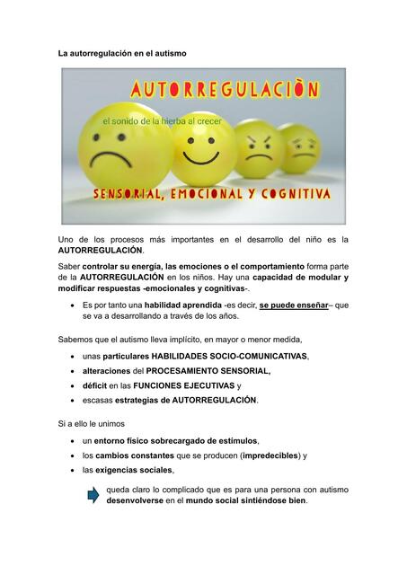 La autorregulación en el autismo | Isabel Ovejero | uDocz