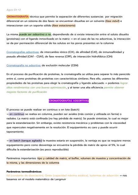 CROMATOGRAFÍAS - Purificación de proteínas