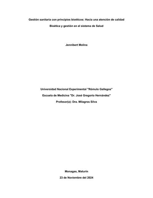 Ensayo/Bioética/Gestión en el sistema de salud