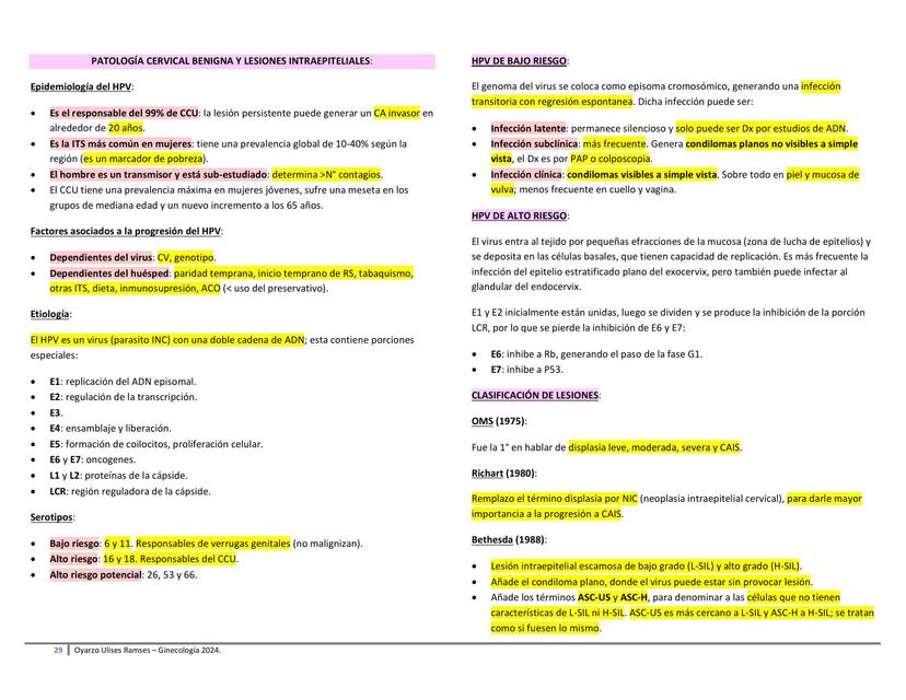 Lesiones de cuello uterino