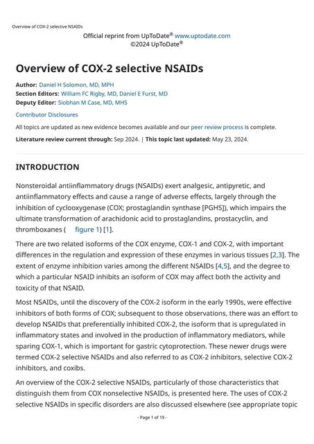 Overview of COX 2 selective NSAIDs