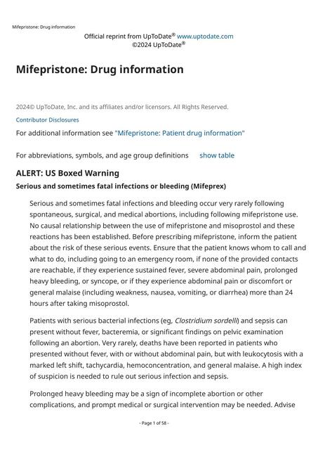 Mifepristone Drug information