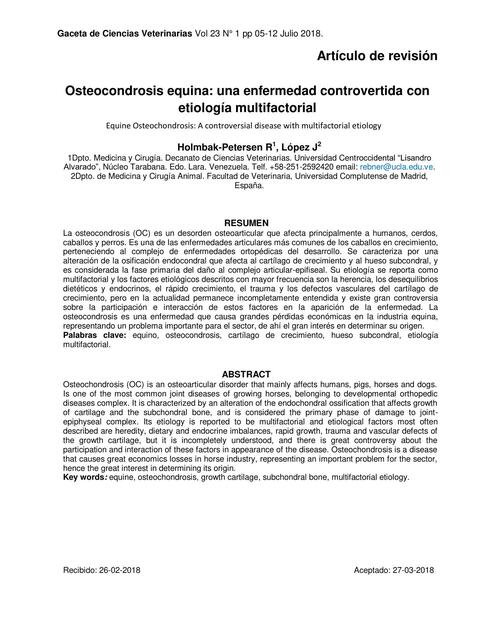 Osteocondritis equina