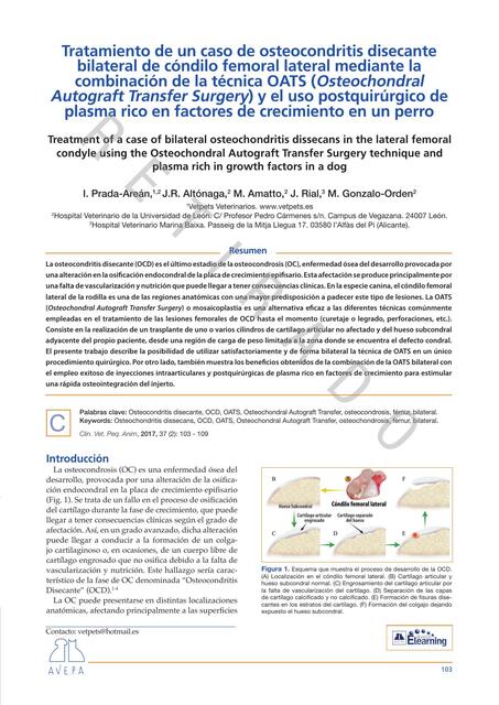 Tratamiento de un caso de osteocondritis disecante