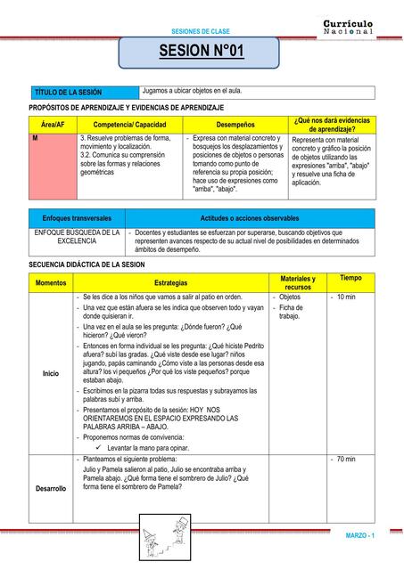 Sesiones de matemática para 3ro