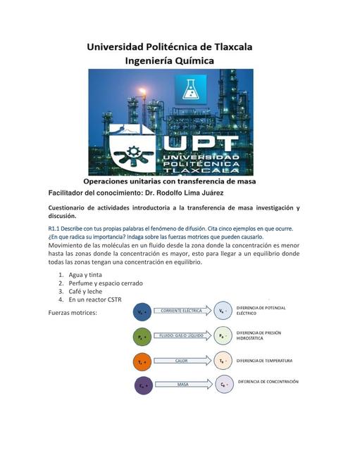 Cuestionario Transferencia de masa