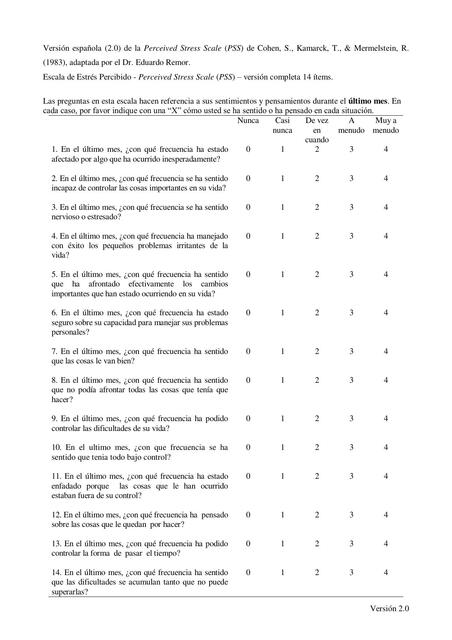 ESCALA DE ESTRES PERCIBIDO