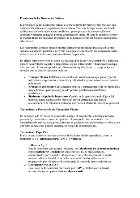 Pronóstico de las tratamiento y prevencio Neumonía