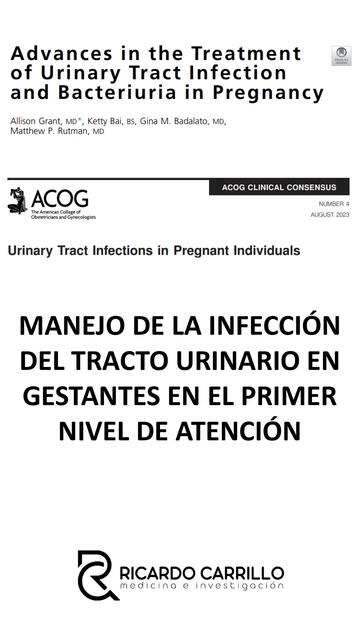 MANEJO DE LA INFECCIÓN DEL TRACTO URINARIO EN GESTANTES