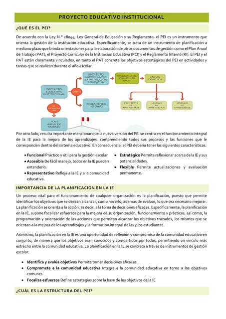 PROYECTO EDUCATIVO INSTITUCIONAL PEI