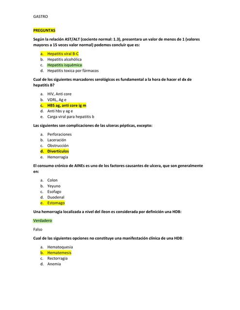 PREGUNTAS parcial de gastroenterologia clinica 1