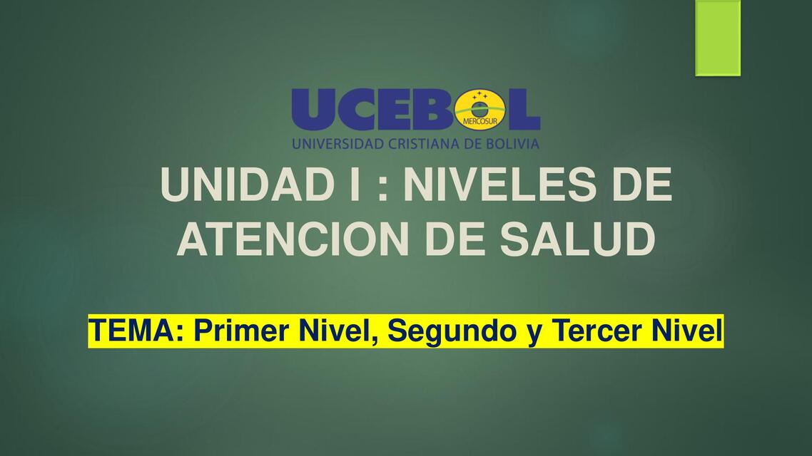 UNIDAD 1 NIVELES DE ATENCION DE SALUD