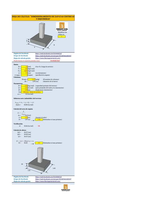 H C Dimensionamiento de zapatas aisladas