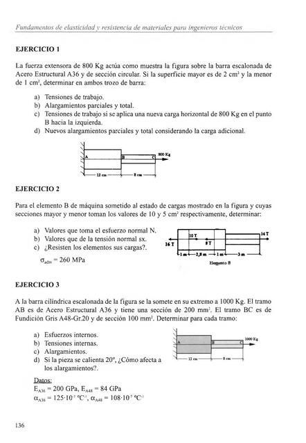 Ejercicios de elasticidad y resistencia de materiales