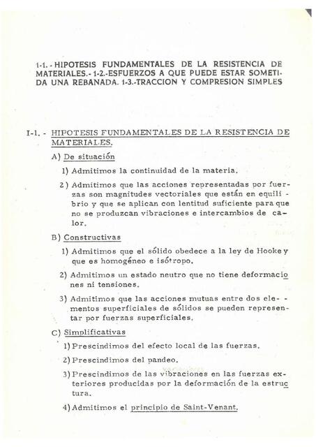 Hipótesis fundamentales de la resistencia de materiales