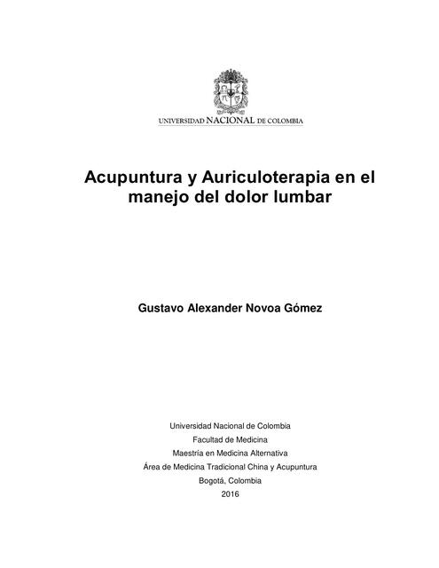 Acupuntura y Auriculoterapia en el manejo del dolo