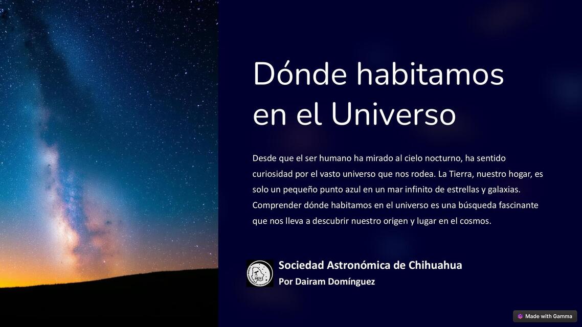 Donde habitamos en el Universo