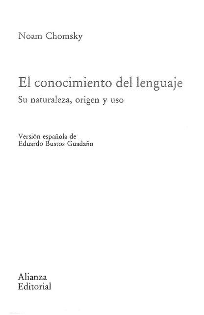 EL CONOCIMIENTO DEL LENGUAJE Chomsky