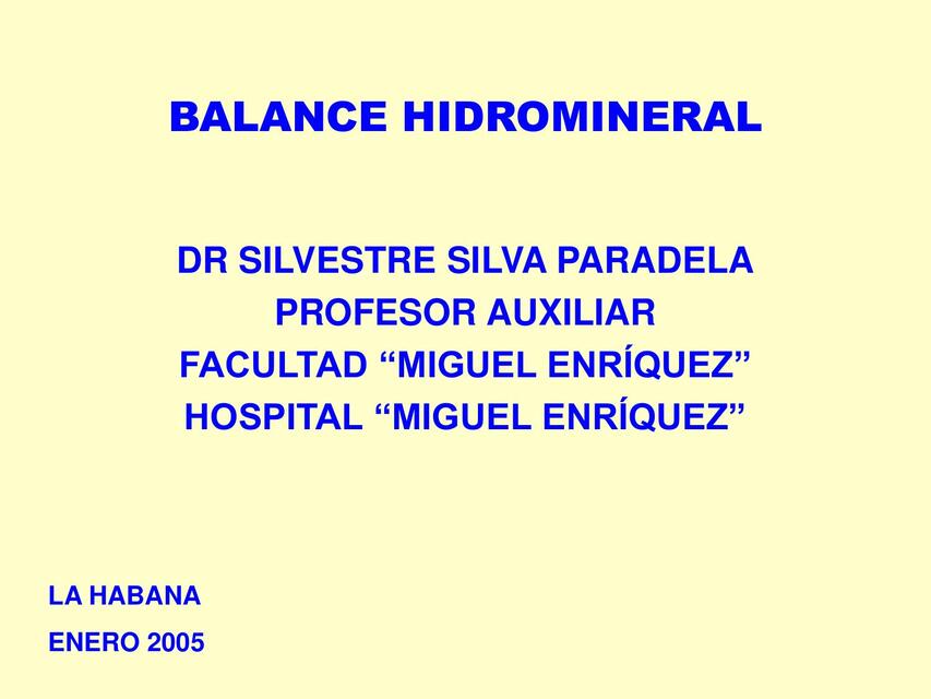 Conferencia 011 BALANCE HIDROMINERAL