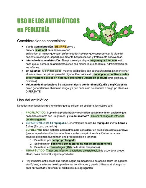 USO DE LOS ANTIBIÓTICOS en PEDIATRÍA