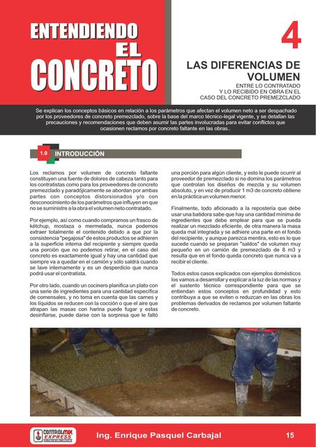 Concreto premezclado diferencias de volumen