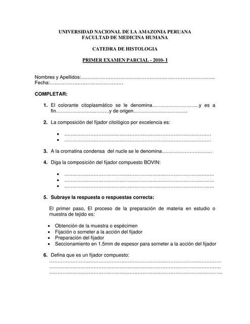 Examen de Histologia-Libro de Ross