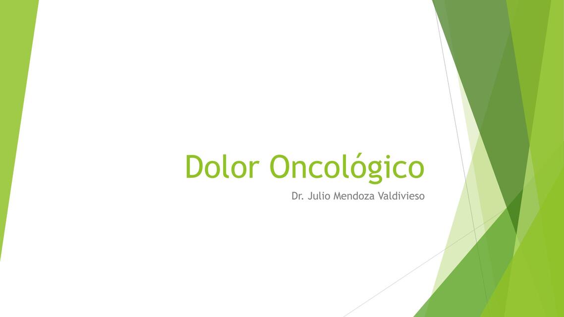 Dolor Oncológico y Cuidados Paliativos