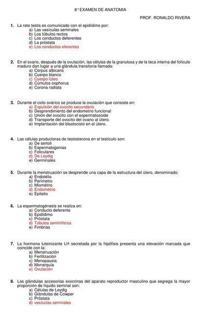 Examen de anatomía