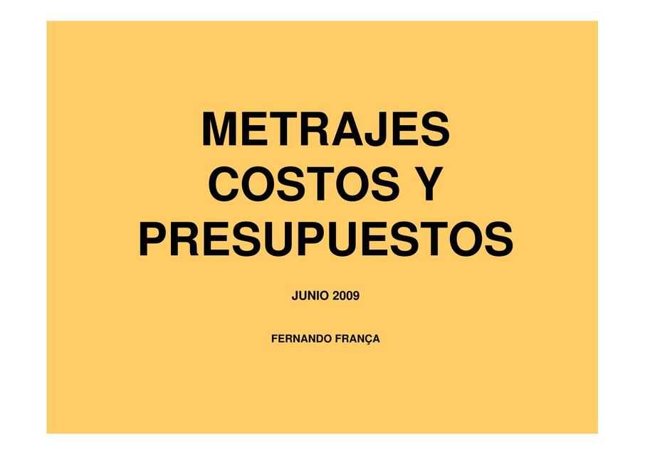 Metrajes Costos Y Presupuestos Fernando Frana