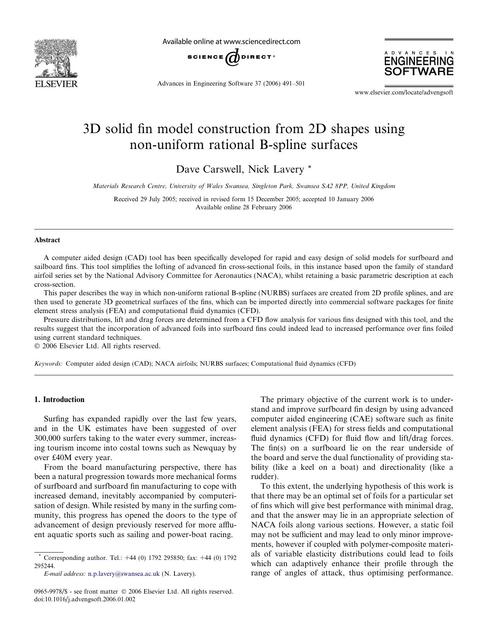 3D solid fin model construction from 2D