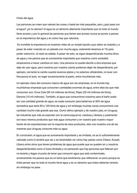 Crisis Del Agua Josefina Udocz