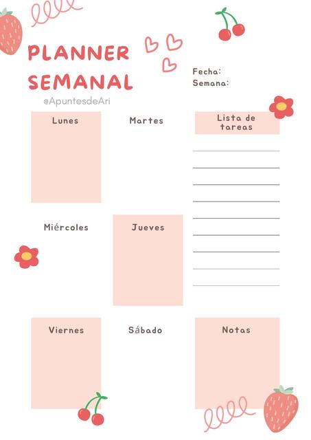 Planner Semanal @ApuntesdeAri