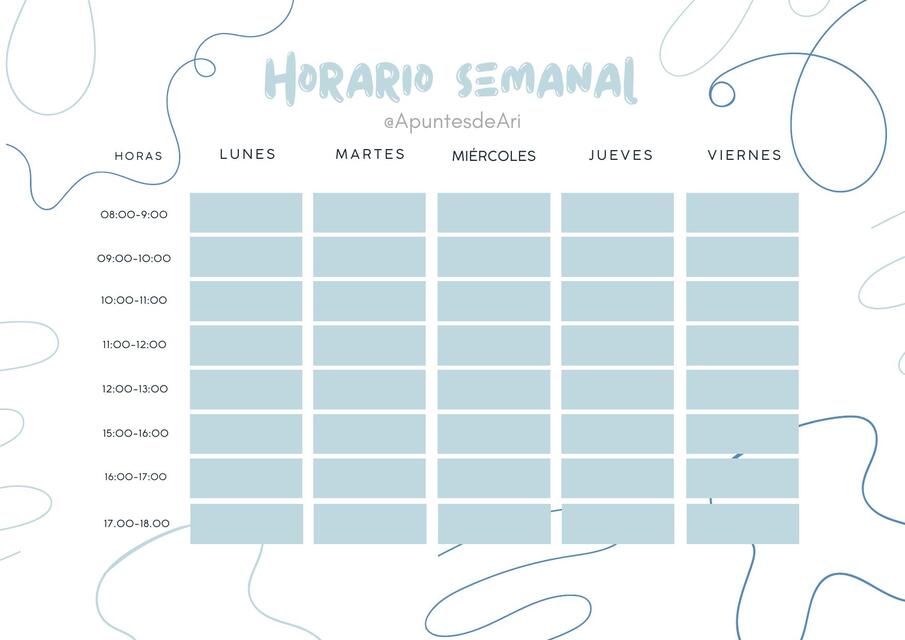 Horario Planificador @ApuntesdeAri