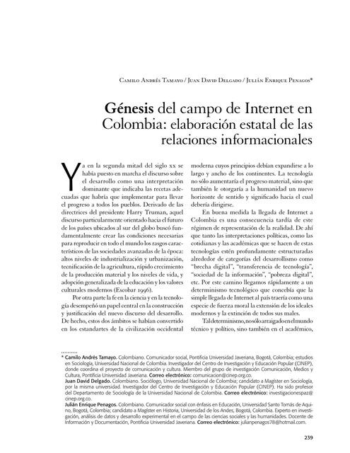 Génesis del campo de Internet en Colombia