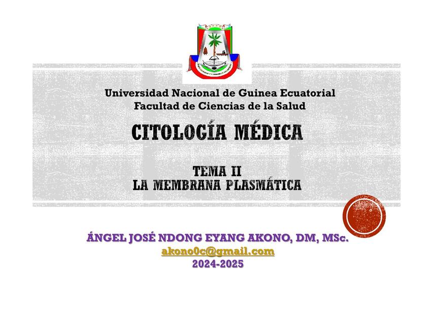 Citología Médica tema II Membrana plasmática